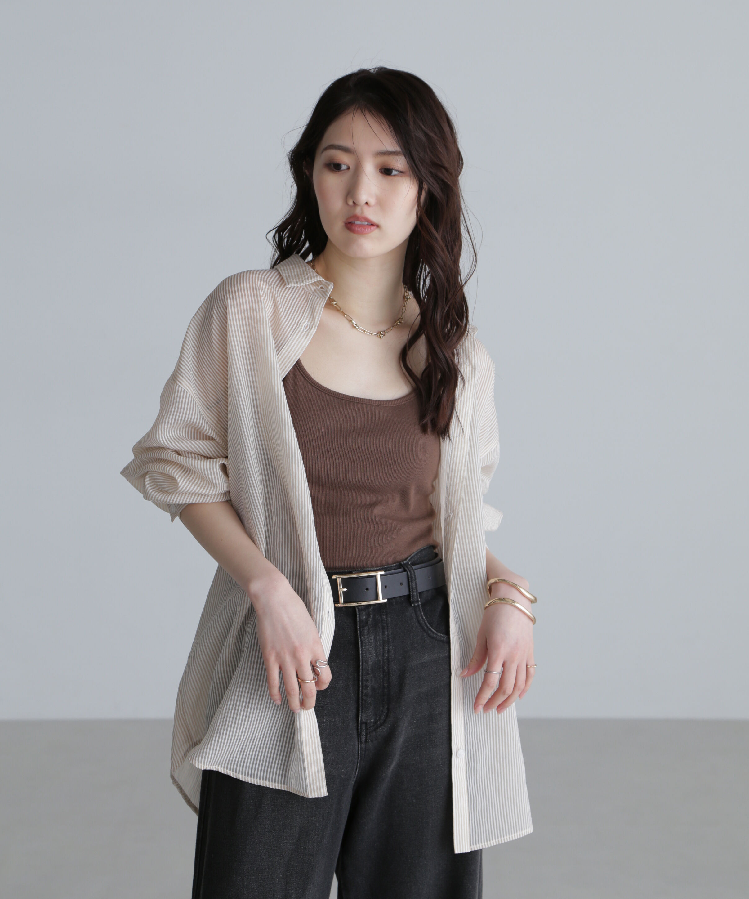  「シアーストライプオーバーシャツ」|シャツ・ブラウス|