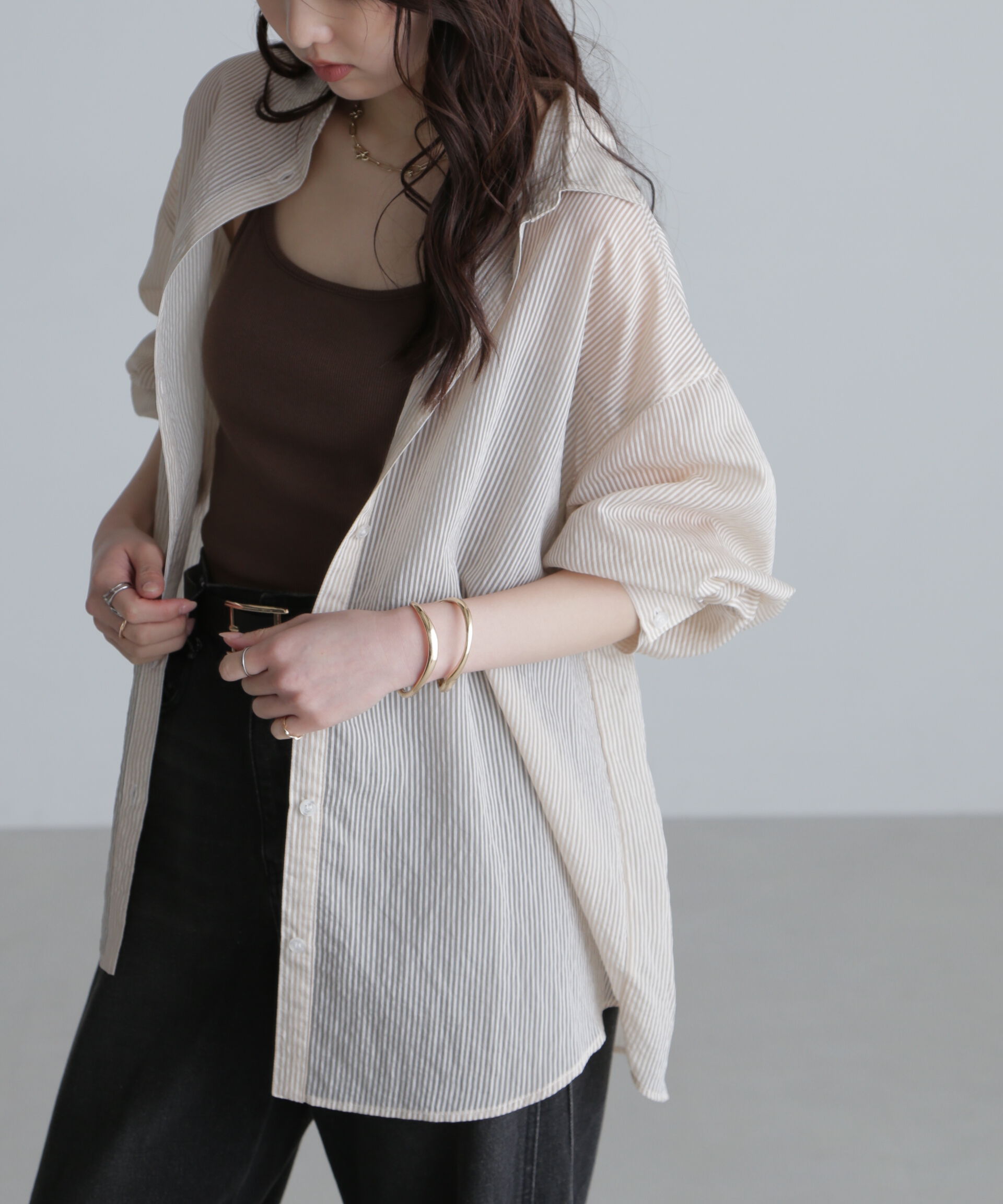  「シアーストライプオーバーシャツ」|シャツ・ブラウス|