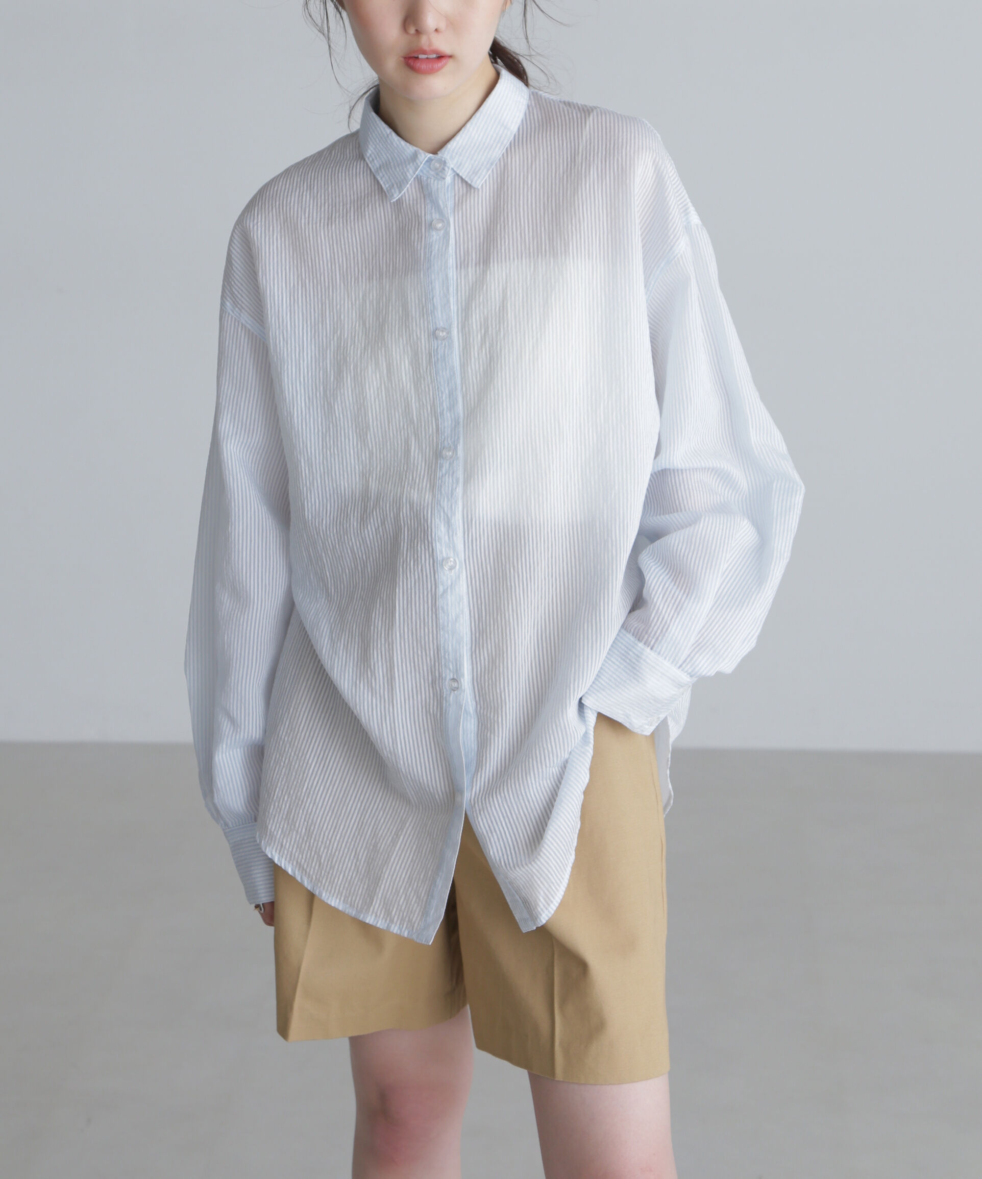  「シアーストライプオーバーシャツ」|シャツ・ブラウス|