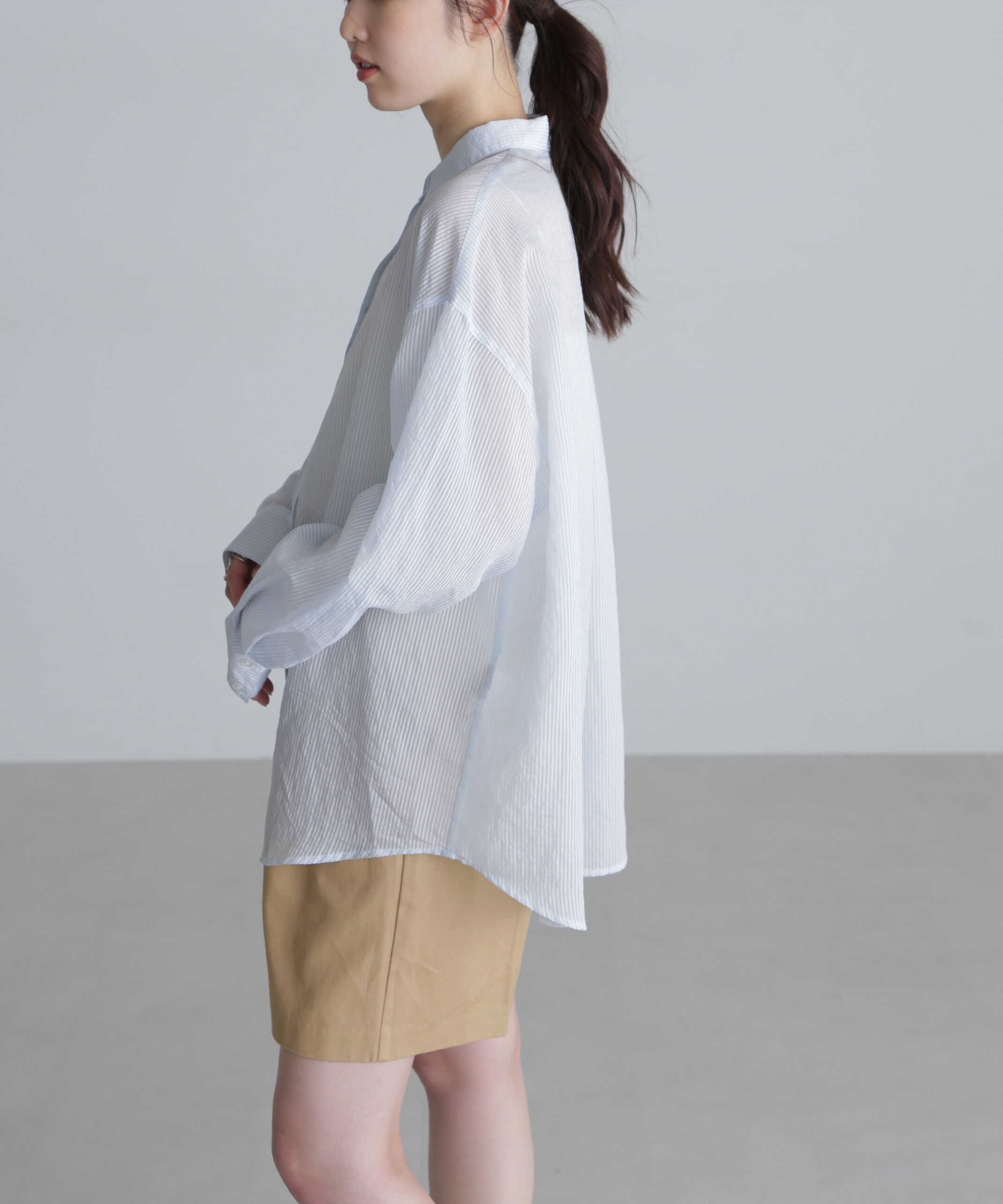  「シアーストライプオーバーシャツ」|シャツ・ブラウス|