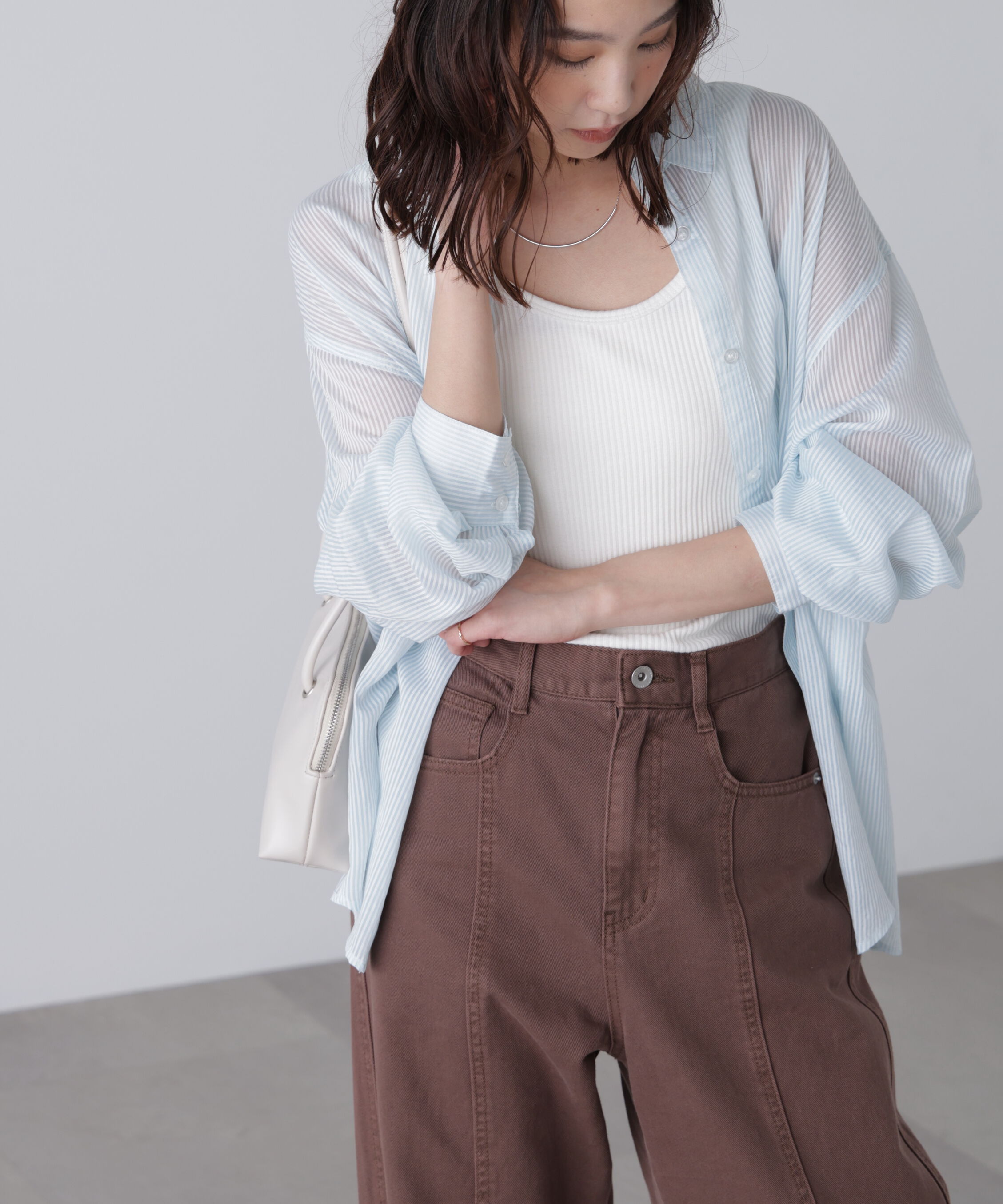  「シアーストライプオーバーシャツ」|シャツ・ブラウス|