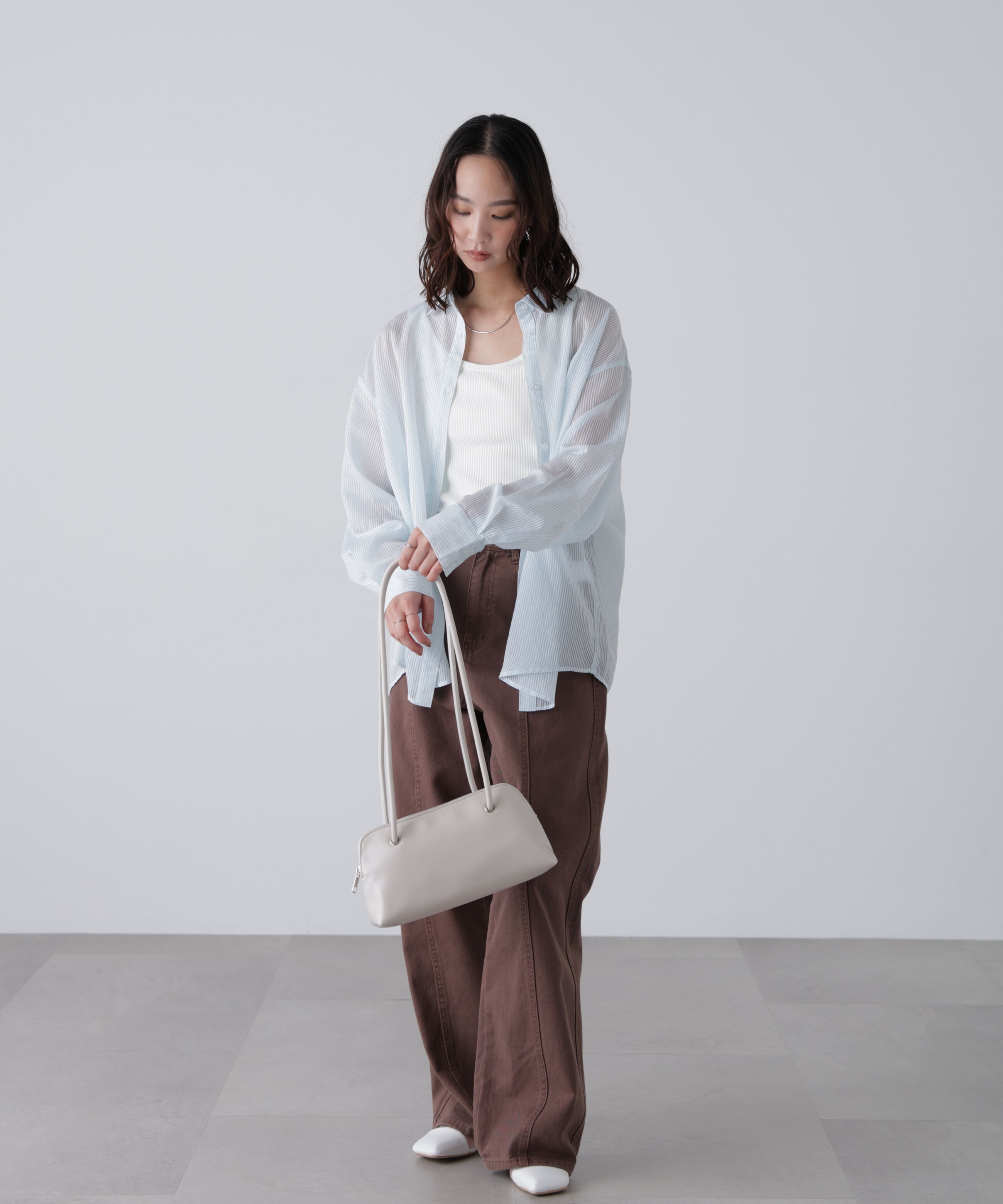  「シアーストライプオーバーシャツ」|シャツ・ブラウス|