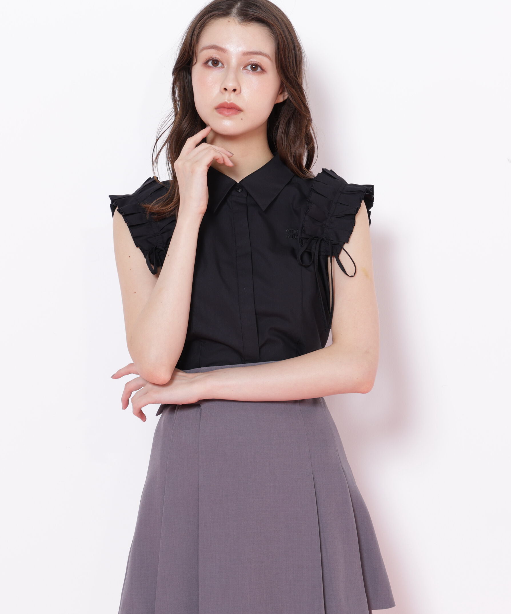  「ショルダーフリルブラウス」|シャツ・ブラウス|
