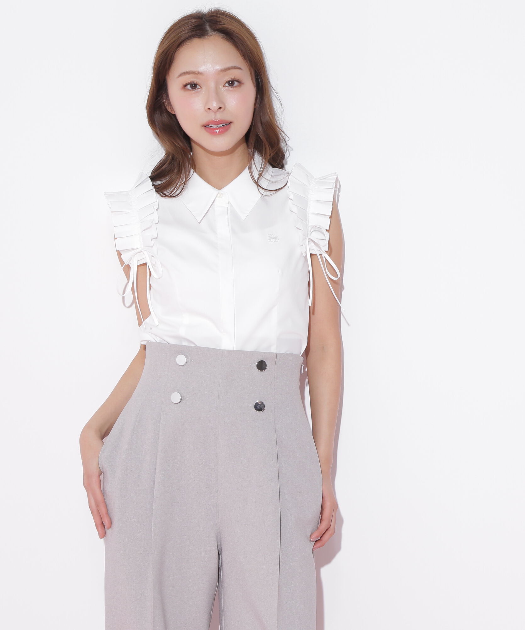  「ショルダーフリルブラウス」|シャツ・ブラウス|