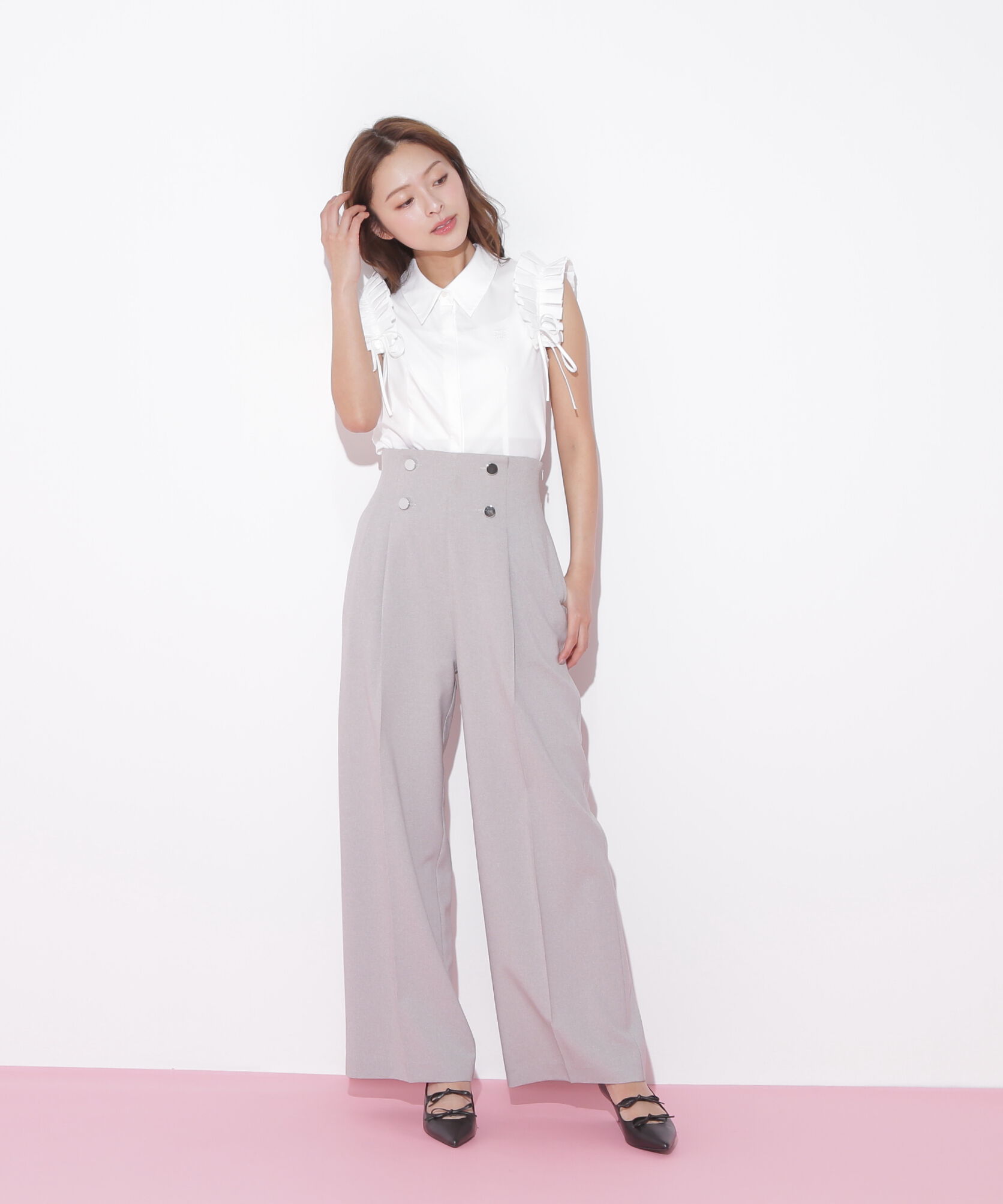  「ショルダーフリルブラウス」|シャツ・ブラウス|