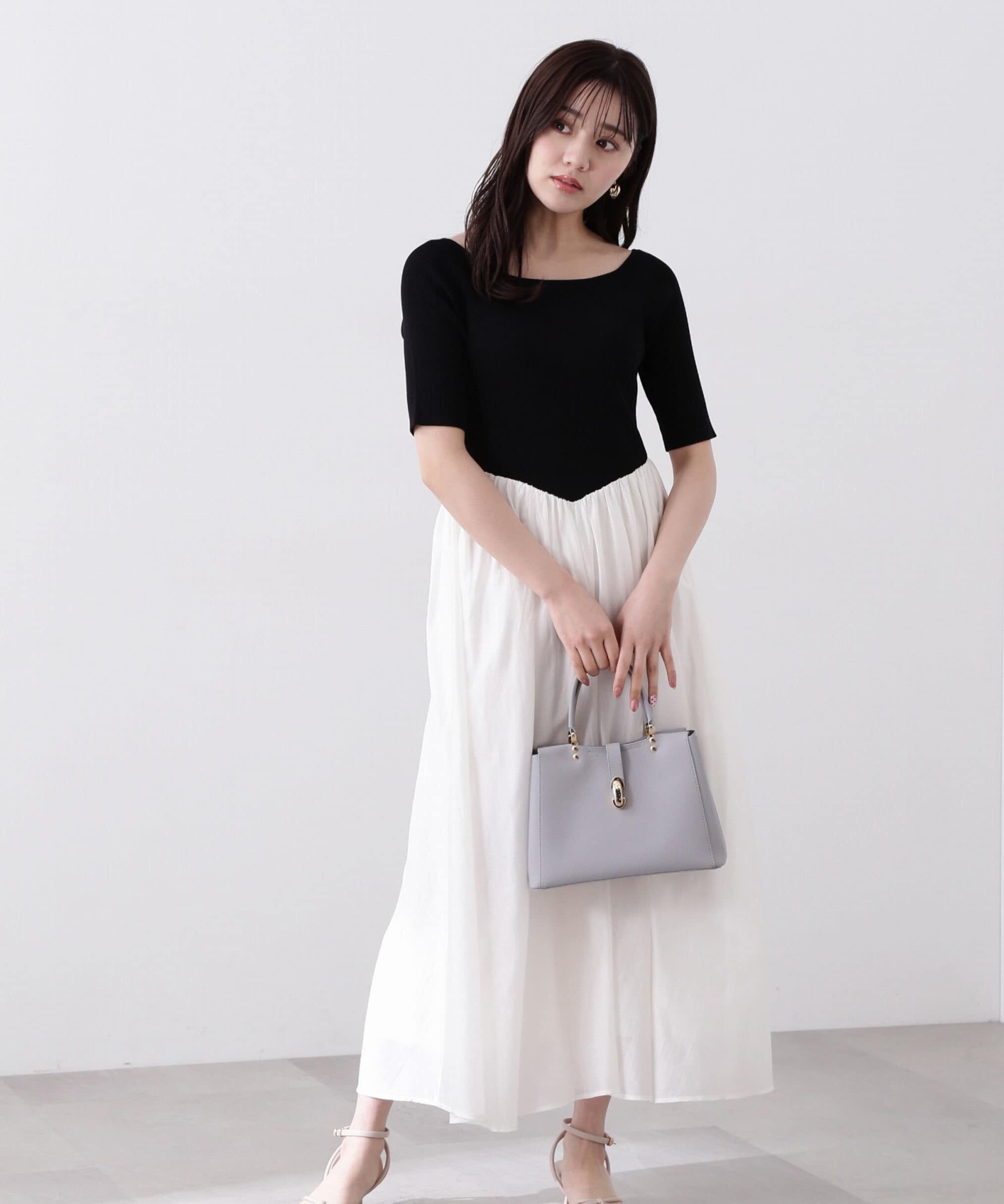 PROPORTION BODY DRESSING「シアードッキングニットワンピース」|ワンピース|ホワイト&times;ブラ