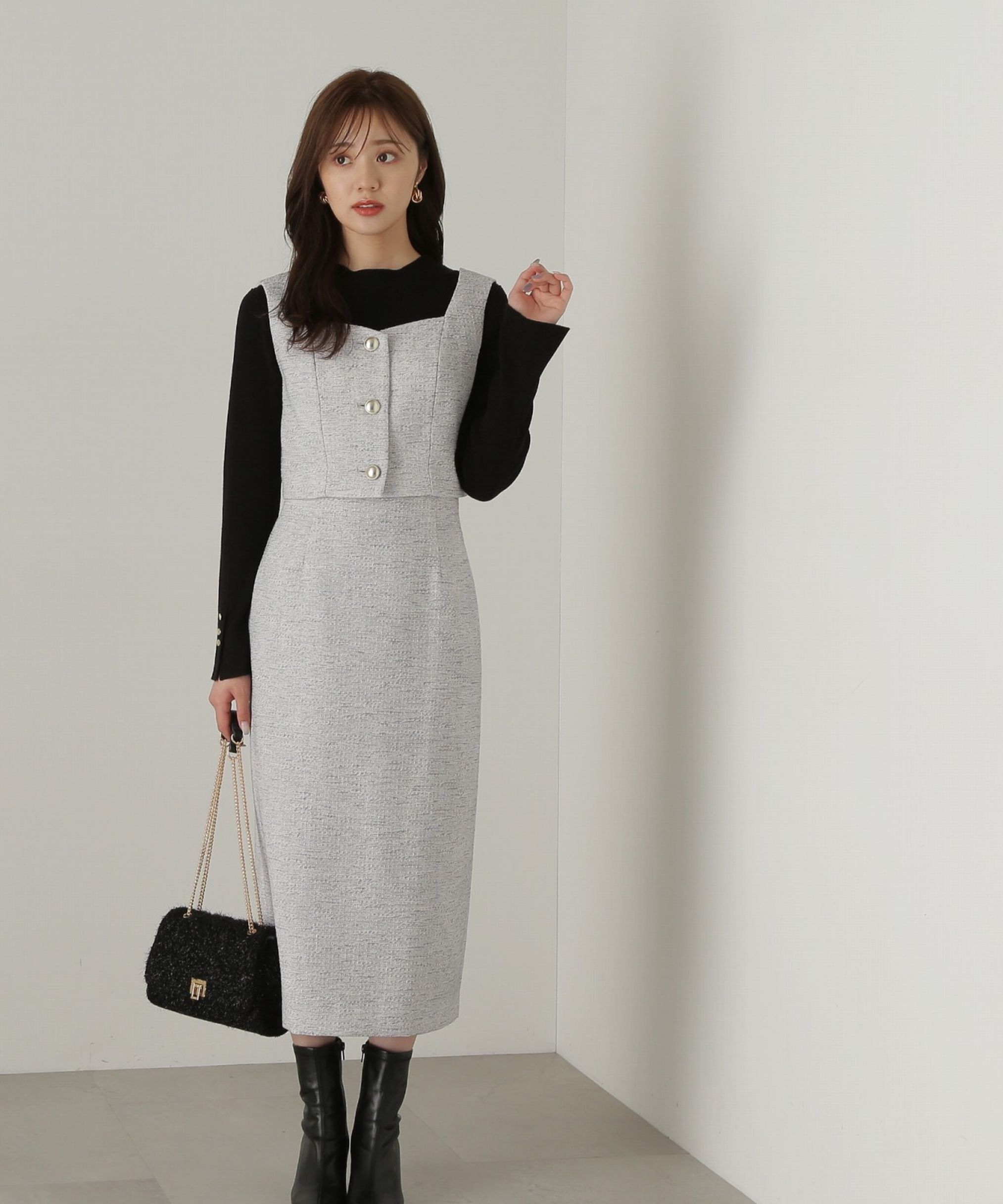 PROPORTION BODY DRESSING「ベーシックツイードビスチェ24AW」|シャツ・ブラウス|