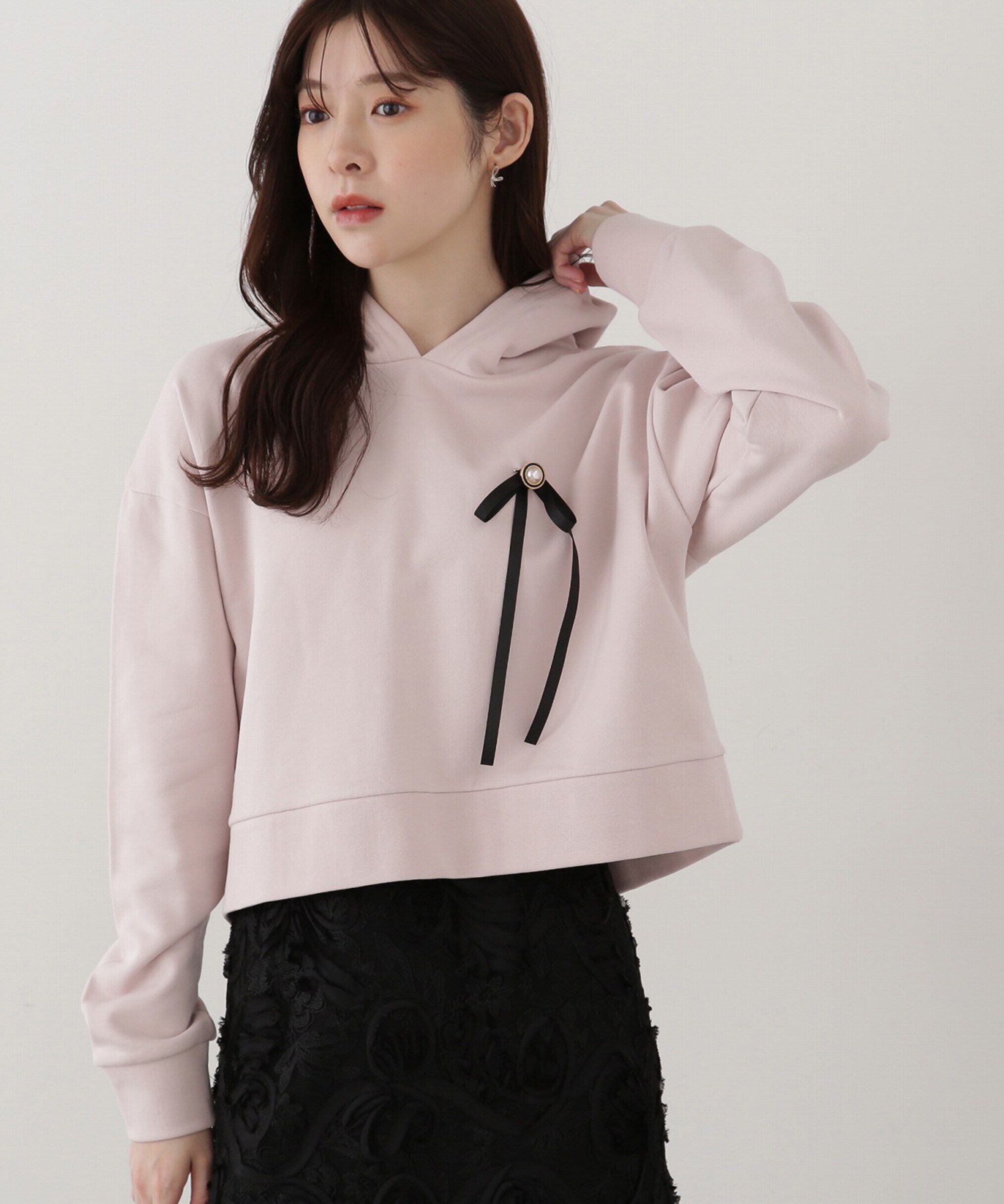 PROPORTION BODY DRESSING「リボンブローチ付きフーディー」|Tシャツ・カットソー|ピンク