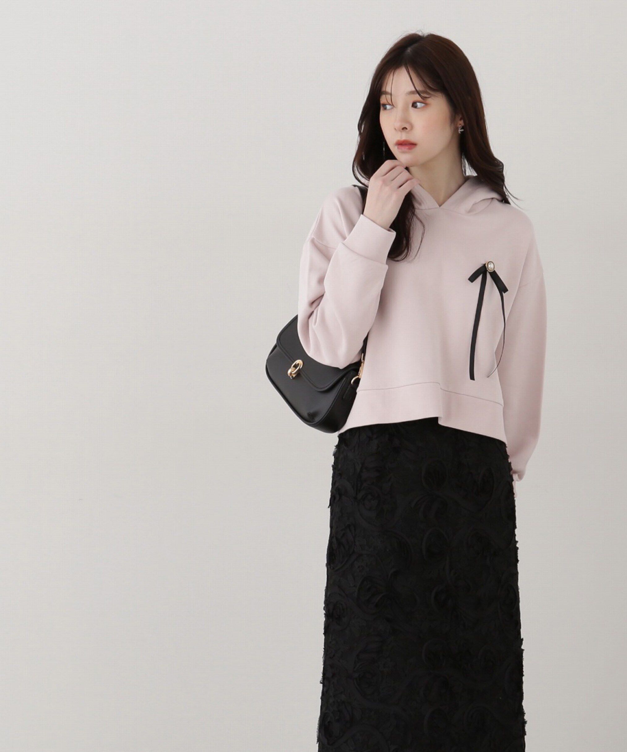 PROPORTION BODY DRESSING「リボンブローチ付きフーディー」|Tシャツ・カットソー|