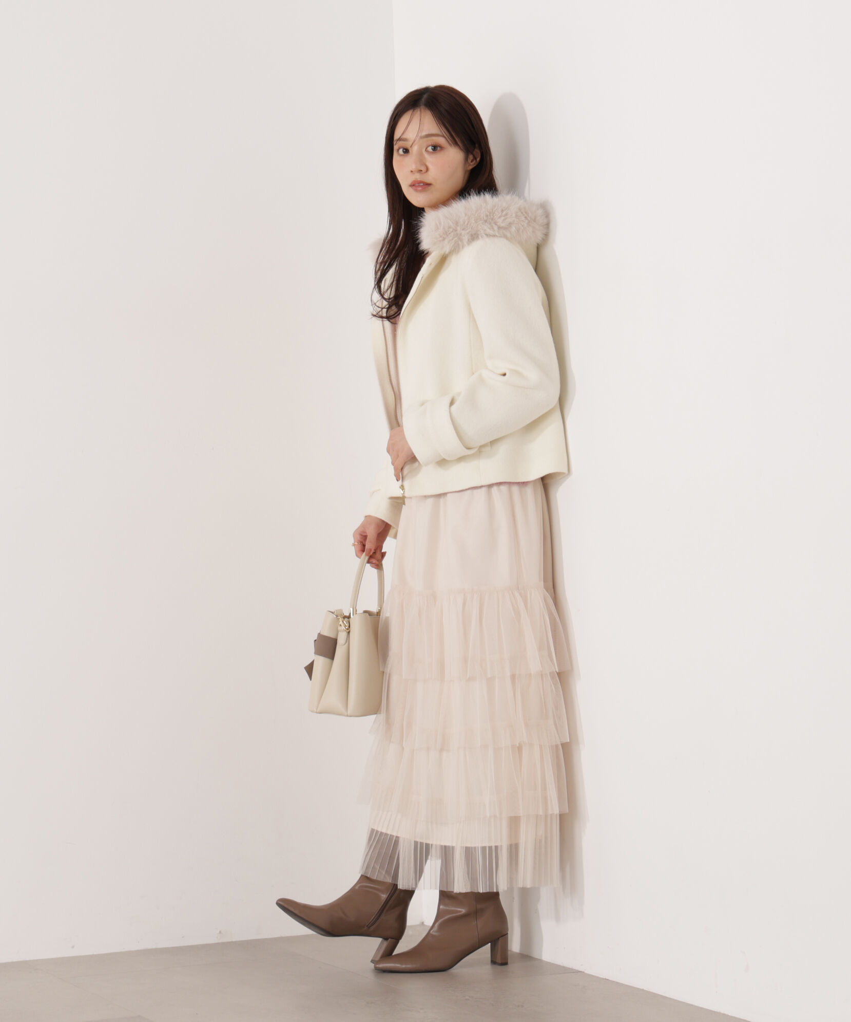 PROPORTION BODY DRESSING「モッサフードフェイクファーショートコート 25AW」|ブルゾン・スタジャン|