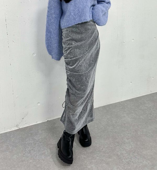archives「ラメカットドロストタイトスカート」|スカート|GRAY