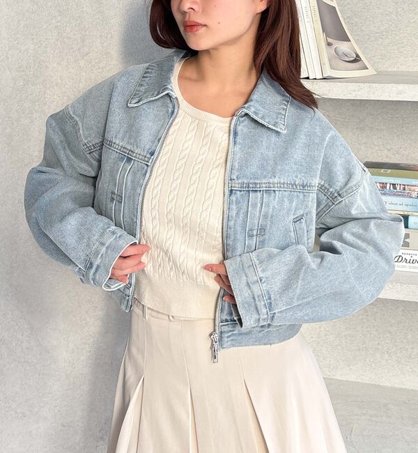 archives「デニムショートブルゾン」|テーラードジャケット|BLUE