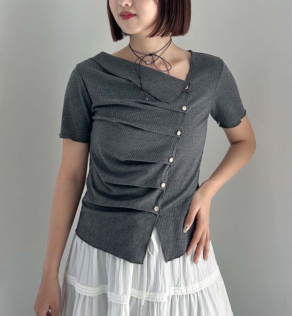 archives「アシメタックボタンカットＴＯＰＳ　５Ｓ」|Tシャツ・カットソー|