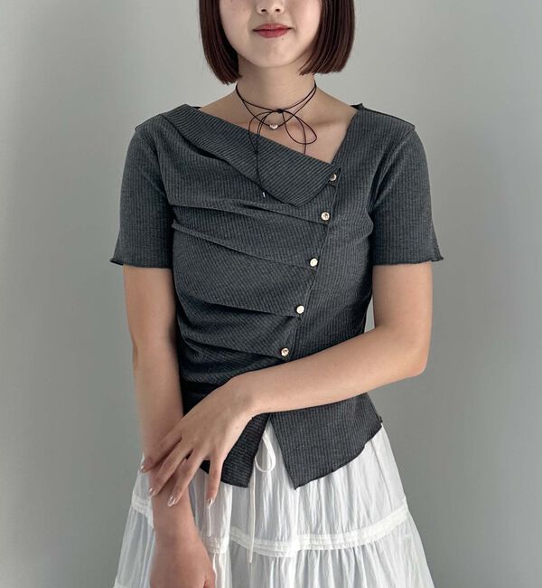 archives「アシメタックボタンカットＴＯＰＳ　５Ｓ」|Tシャツ・カットソー|