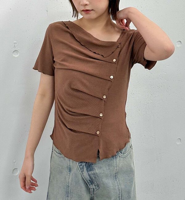 archives「アシメタックボタンカットＴＯＰＳ　５Ｓ」|Tシャツ・カットソー|MOCHA