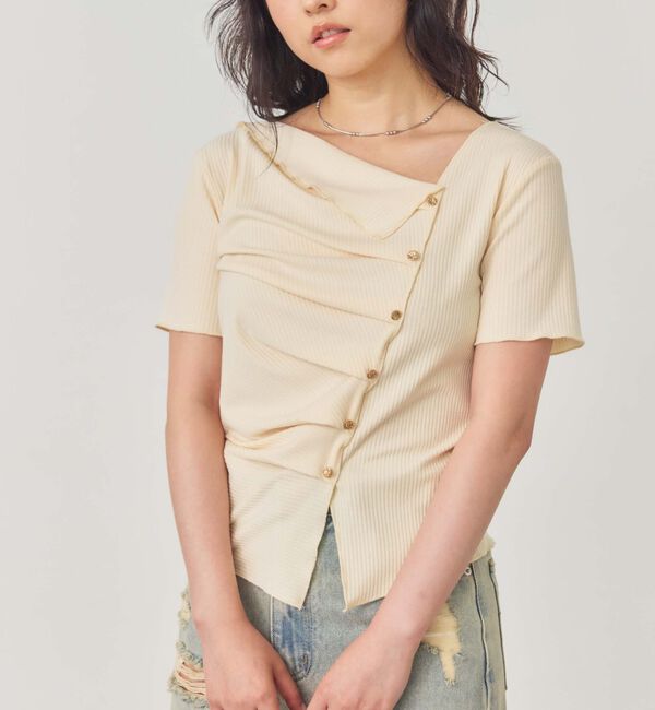 archives「アシメタックボタンカットＴＯＰＳ　５Ｓ」|Tシャツ・カットソー|