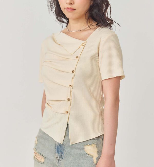 archives「アシメタックボタンカットＴＯＰＳ　５Ｓ」|Tシャツ・カットソー|