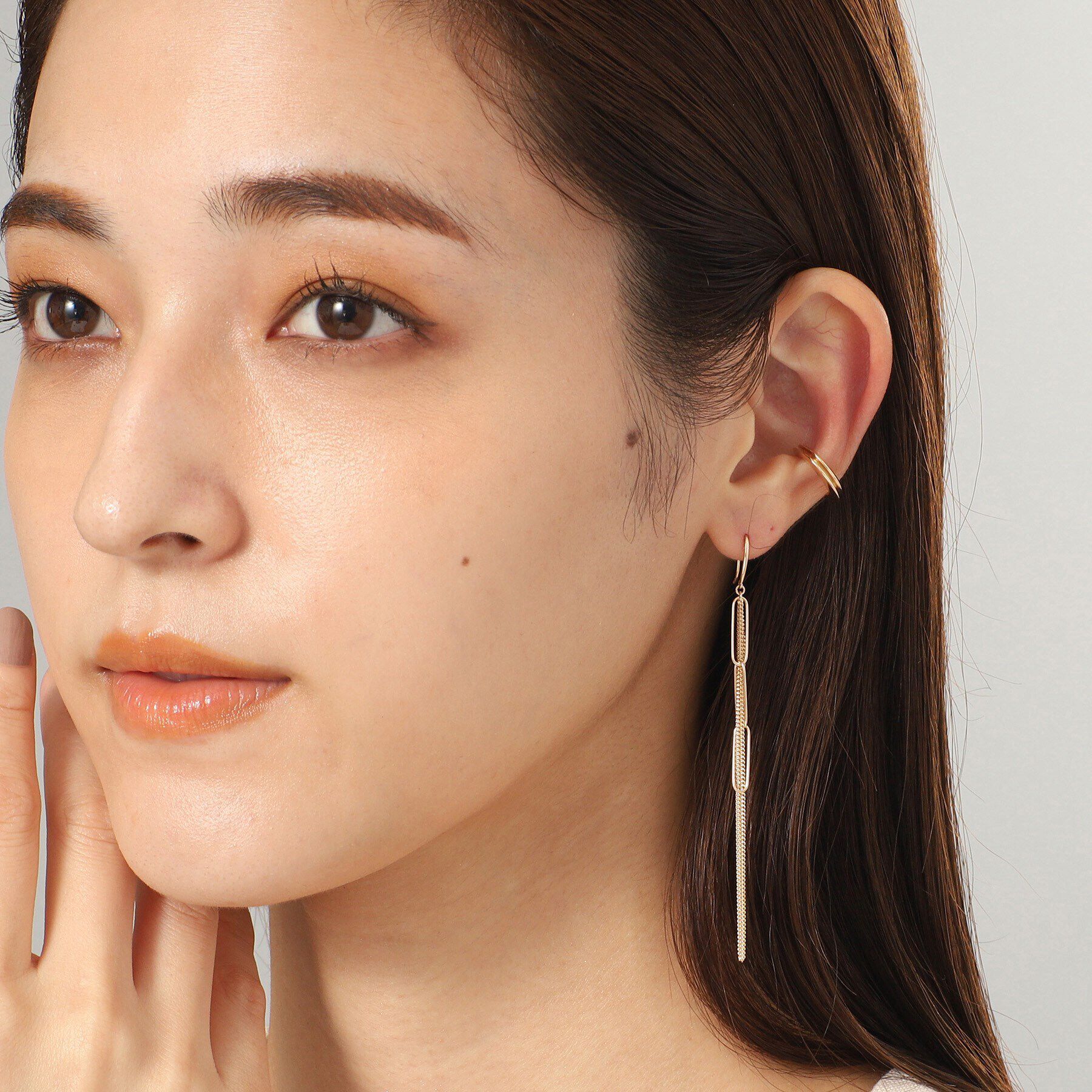 COCOSHNIK「K10PCロングウェーブインチェーン フックピアス」|ピアス|