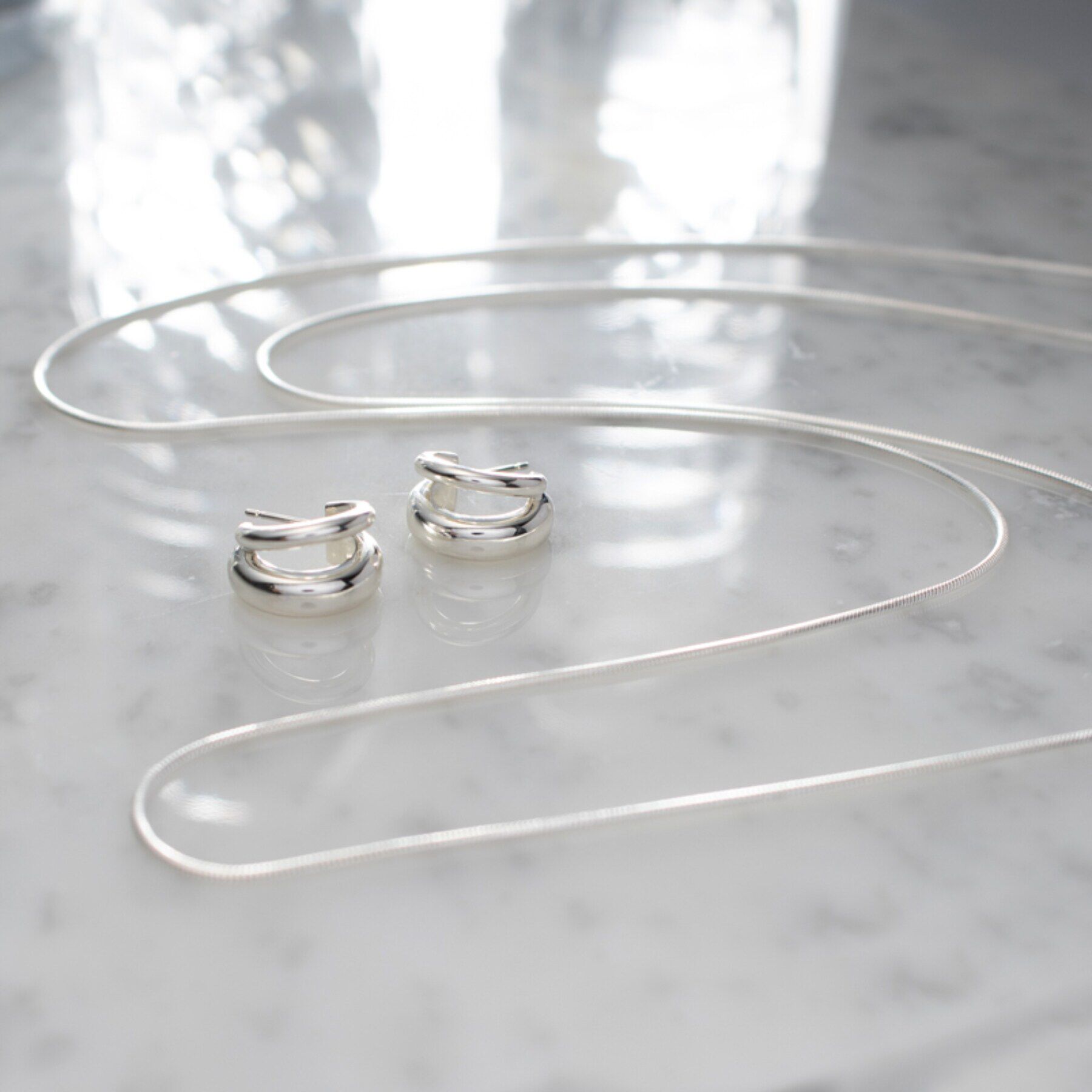 COCOSHNIK ONKITSCH「シルバー デザインチェーン スネークネックレス（90cm）」|ネックレス|