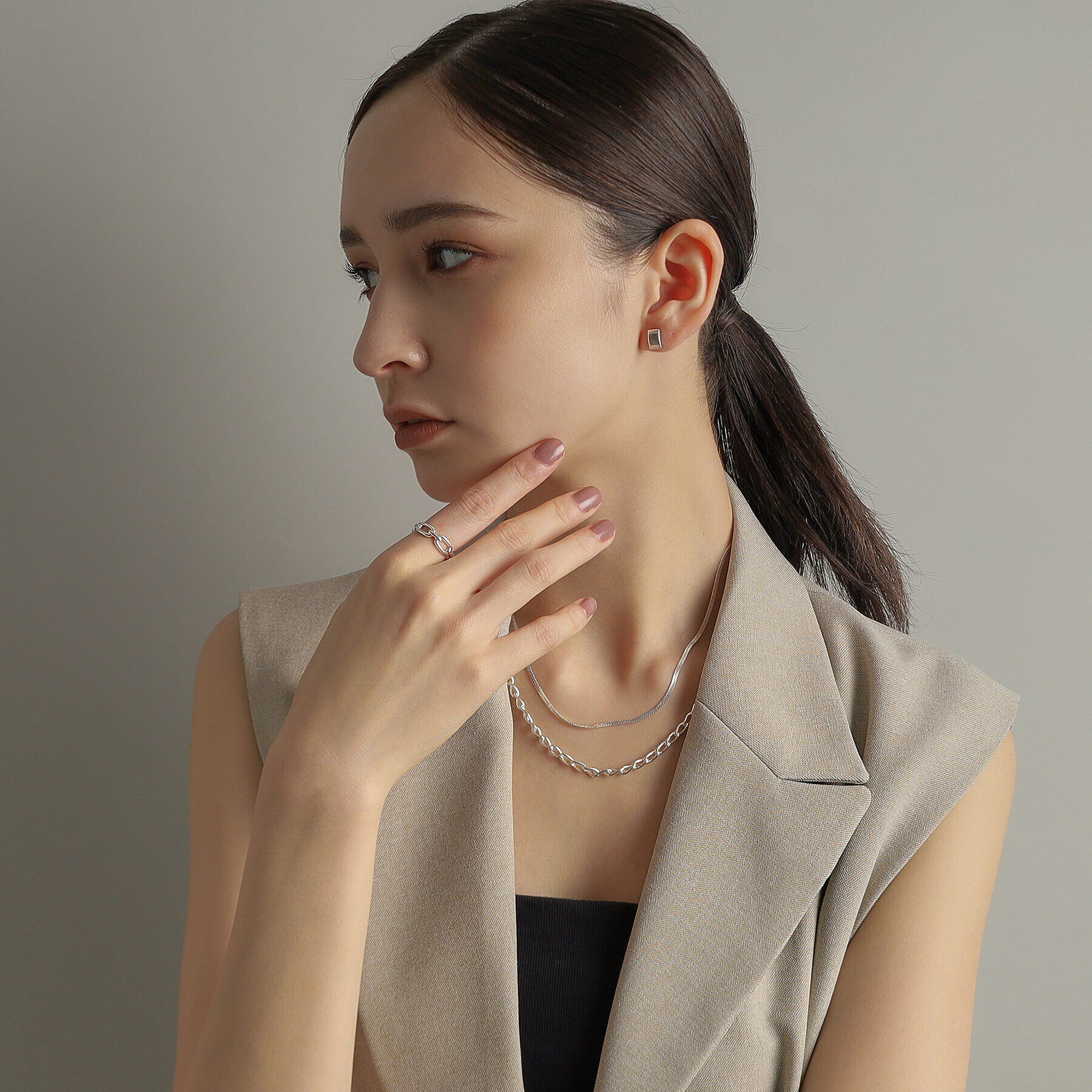 COCOSHNIK ONKITSCH「シルバー ケーブルチェーンモチーフリング」|リング|