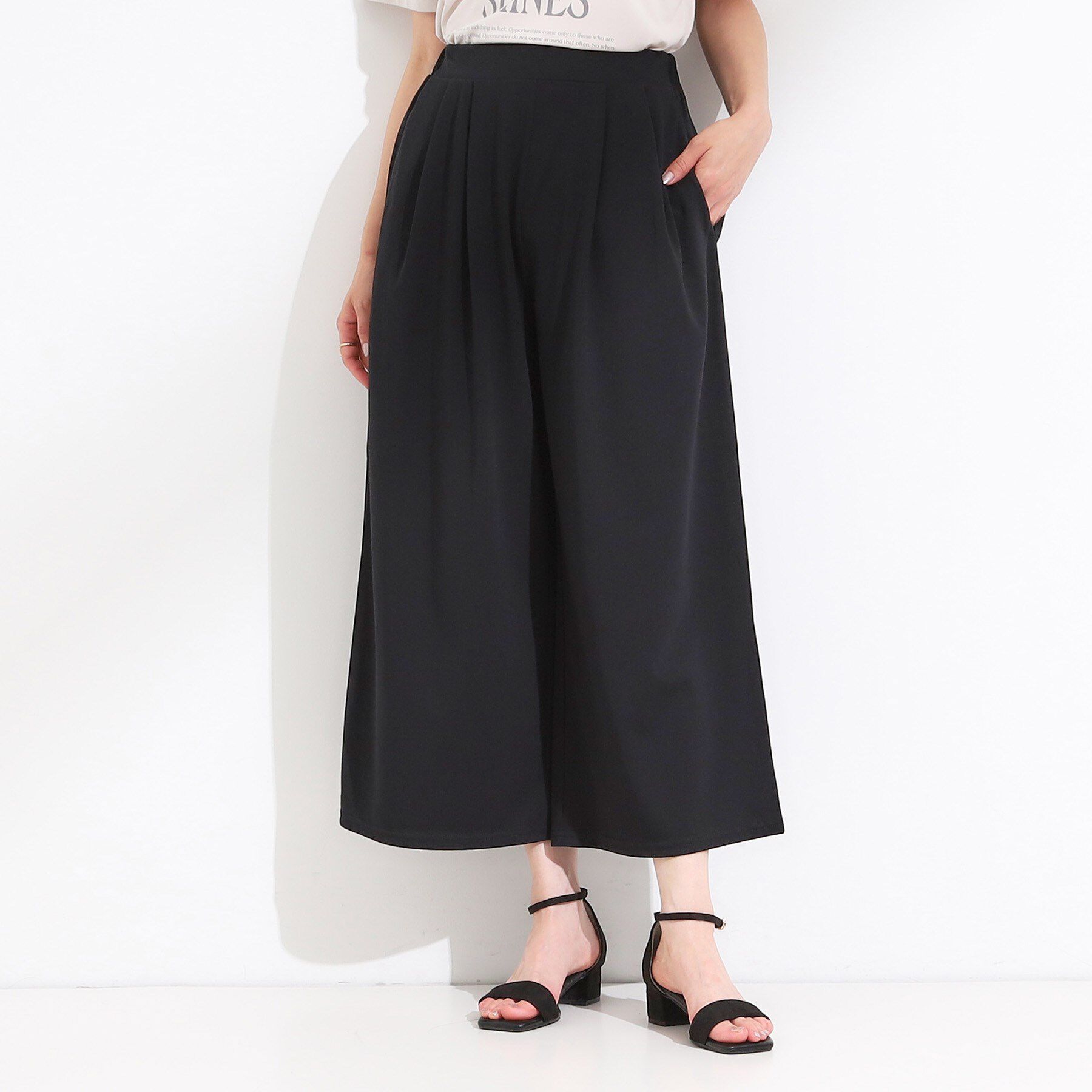 SHOO･LA･RUE「【ひんやり/2点セット】コーデに悩まず決まる トップス＋ガウチョパンツ」|スーツ|