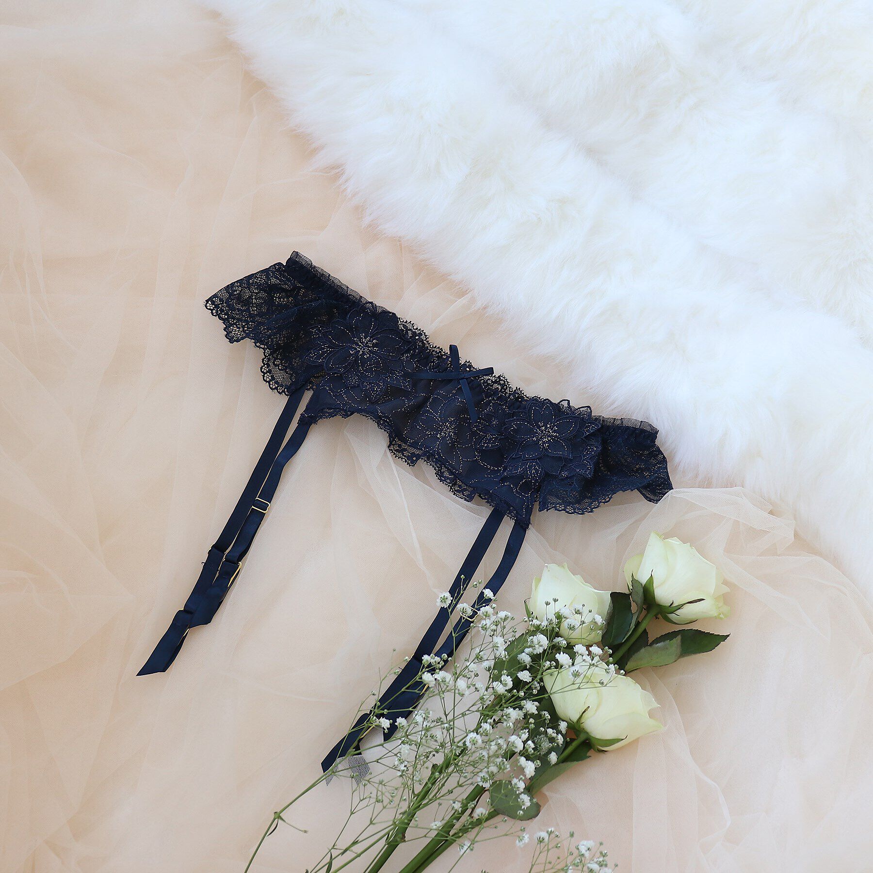 Risa Magli「ジョエル ガーターベルト」|インナー|ネイビー(093)