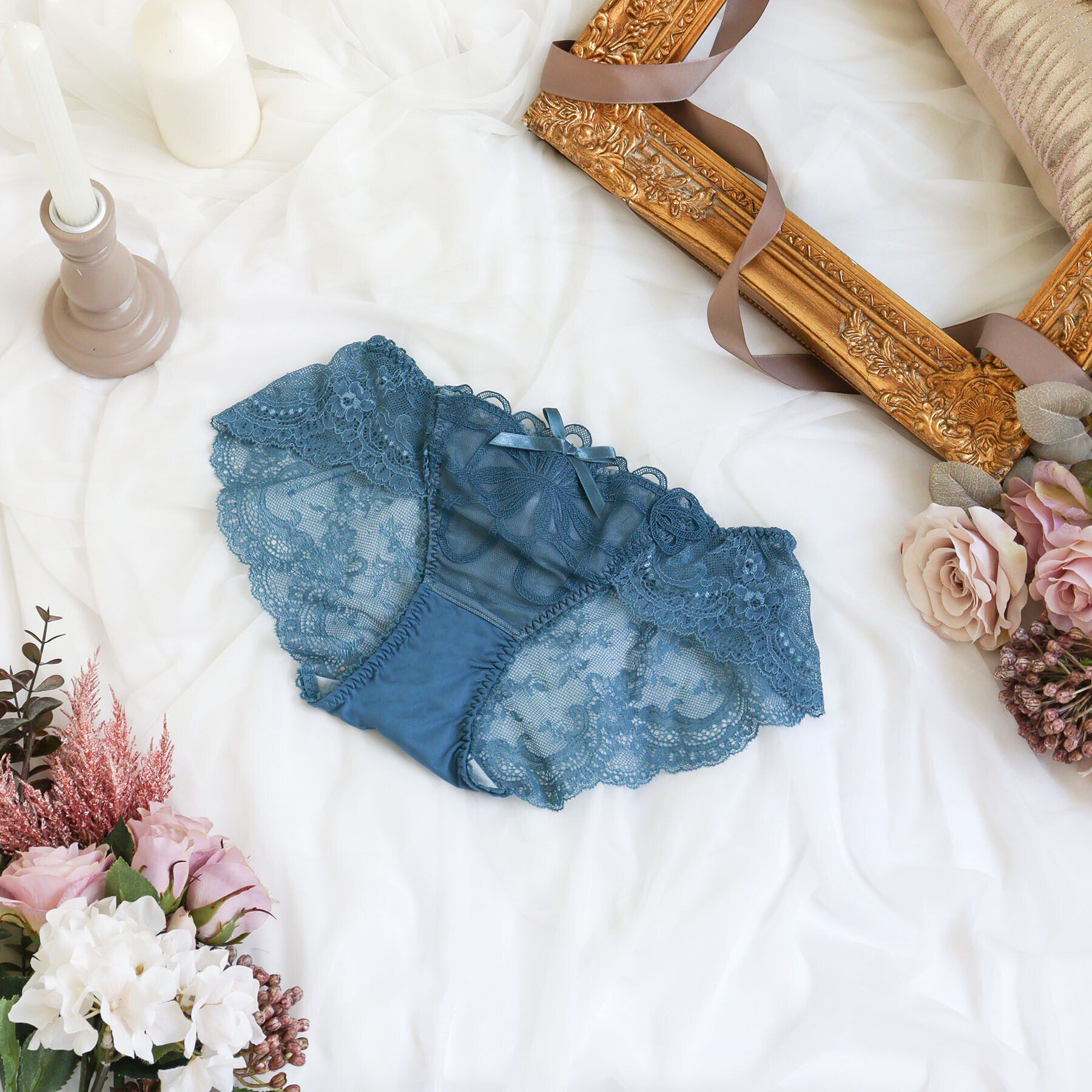 Risa Magli「レネイ レースショーツ」|インナー|ブルー(092)