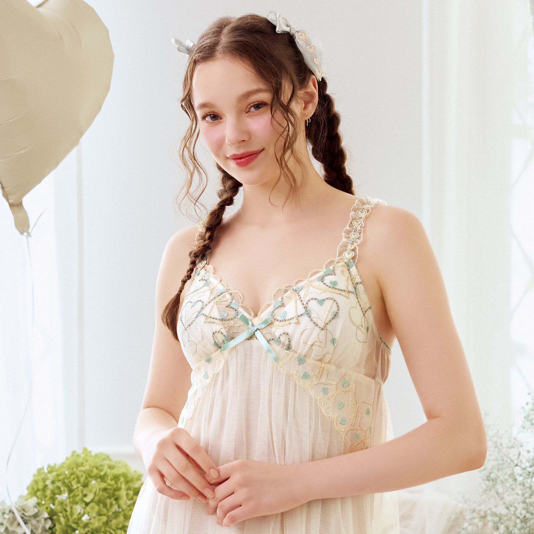 Risa Magli「ジアン カップ付マキシワンピース」|インナー|ミントグリーン(02