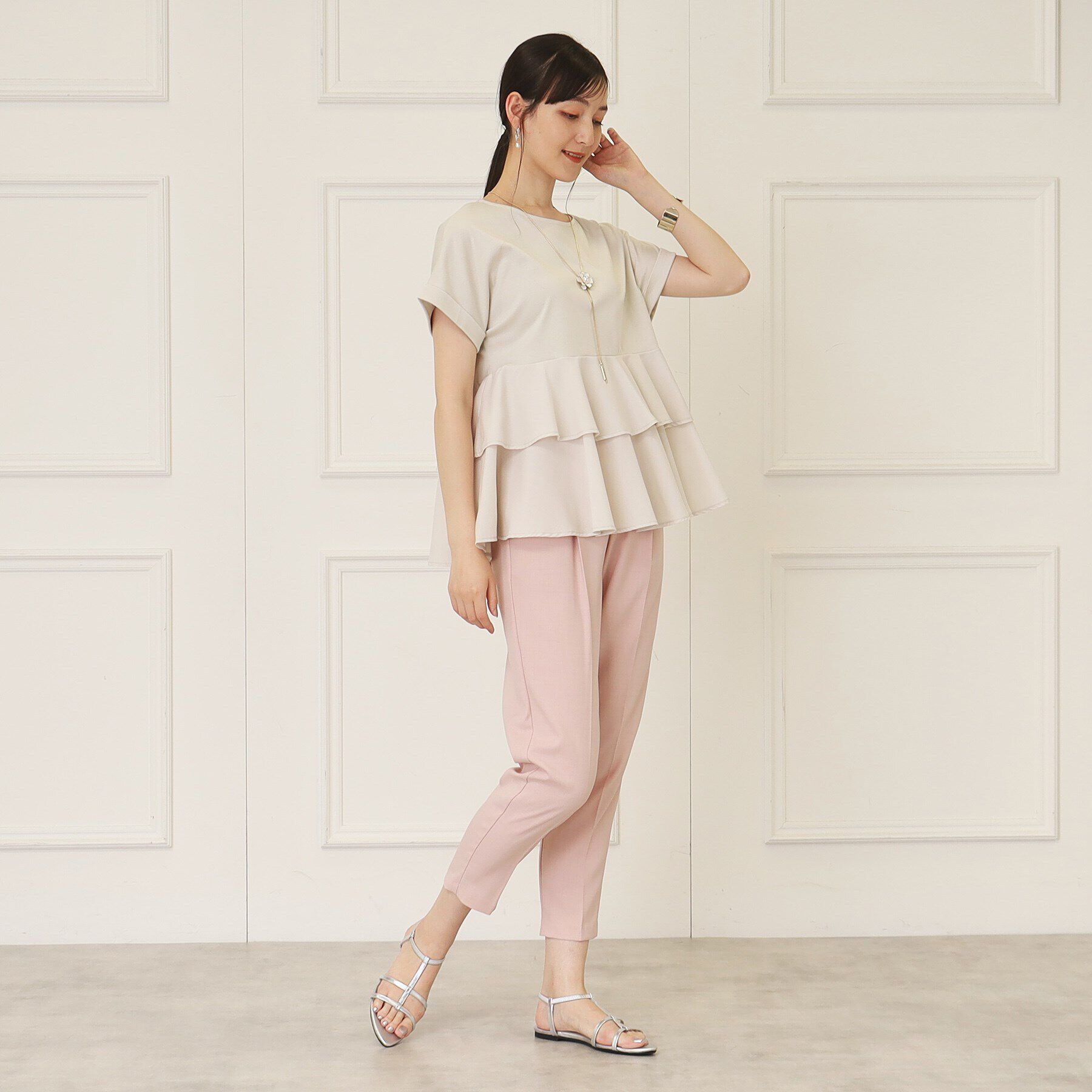 SunaUna「【接触冷感／体系カバー】ティアードチュニックプルオーバー」|Tシャツ・カットソー|