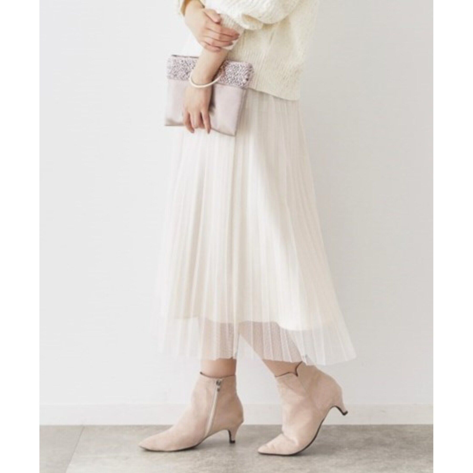 SunaUna「【ウエストゴム／セットアップ可】プリーツスカート」|スカート|ベージュ(052)