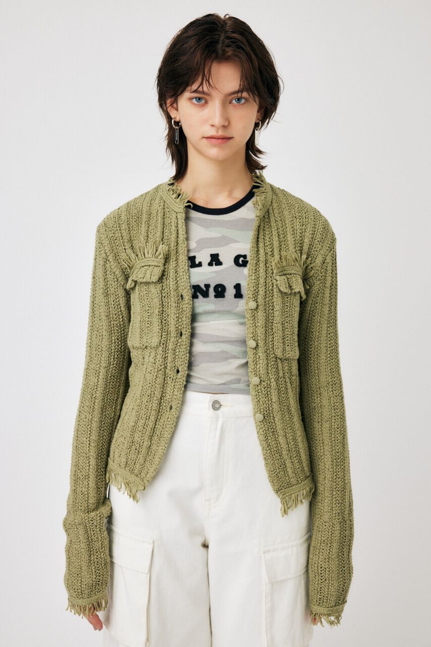 MOUSSY「FRINGE KNIT カーディガン」|カーディガン|