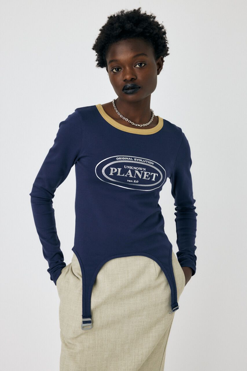 MOUSSY「GARTER DETAIL PRINT LS Tシャツ」|Tシャツ・カットソー|