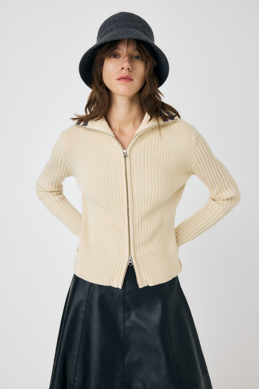 MOUSSY「ZIP UP INSIDE LINE ニット」|ニット・セーター|