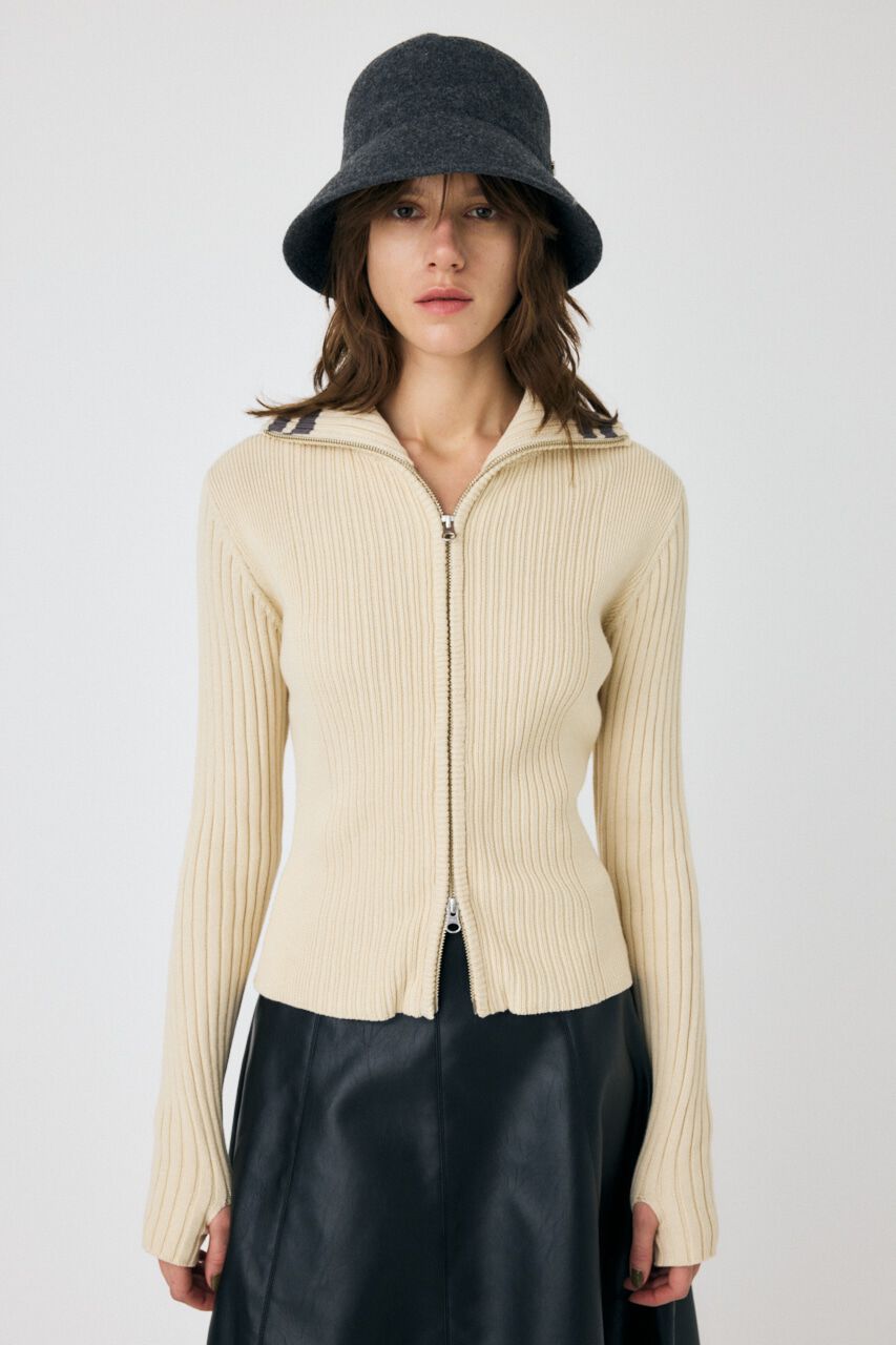 MOUSSY「ZIP UP INSIDE LINE ニット」|ニット・セーター|