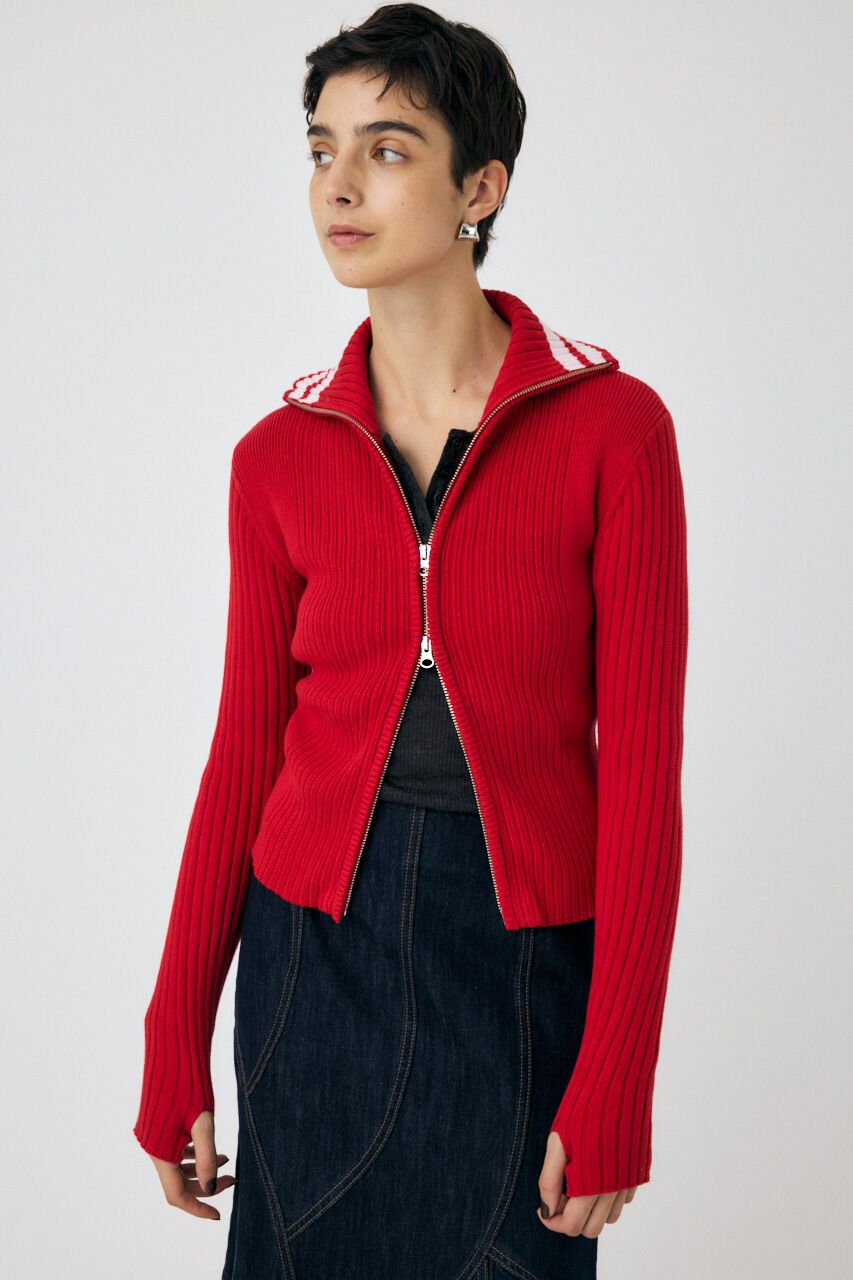 MOUSSY「ZIP UP INSIDE LINE ニット」|ニット・セーター|
