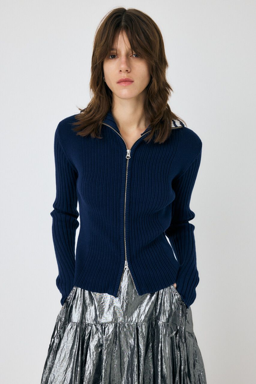 MOUSSY「ZIP UP INSIDE LINE ニット」|ニット・セーター|