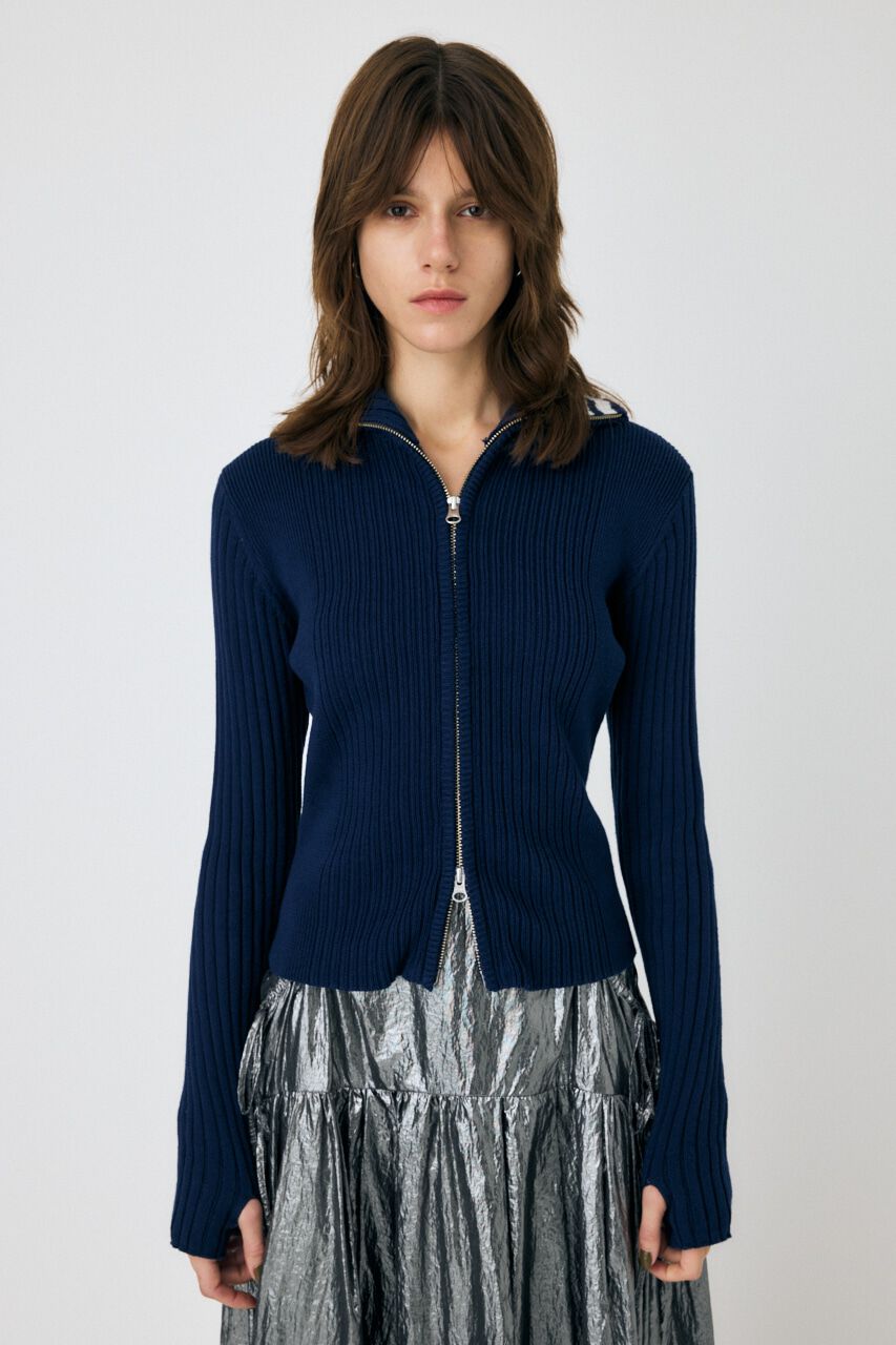 MOUSSY「ZIP UP INSIDE LINE ニット」|ニット・セーター|