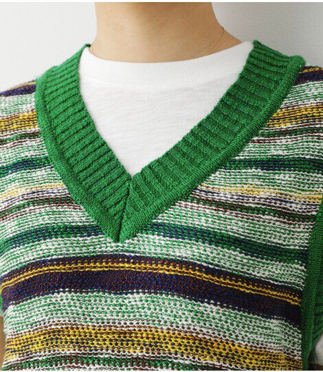 RODEO CROWNS「（WEB限定）ランダムボーダーニットベスト」|ダウンベスト・ベスト|