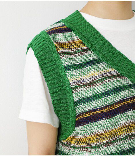 RODEO CROWNS「（WEB限定）ランダムボーダーニットベスト」|ダウンベスト・ベスト|