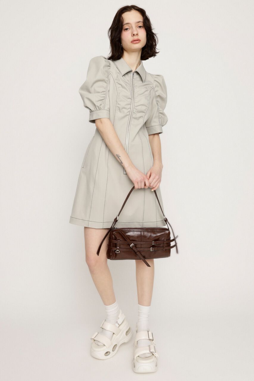 SLY「FRONT ZIP GATHER ショートワンピース」|ワンピース|