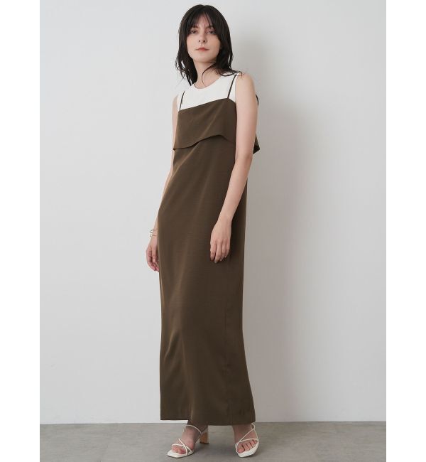 ELENDEEK「LAPEL I-LINE CAMI OP」|ワンピース|ブラウン