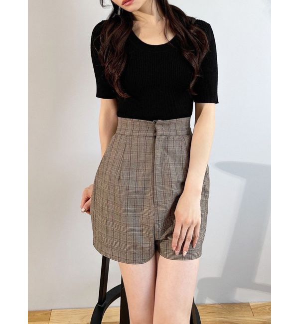 RESEXXY「ラウンドネックリブニットトップス」|ニット・セーター|ブラック