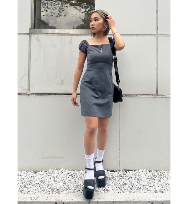 EMODA「ミニパフジップワンピース」|ワンピース|