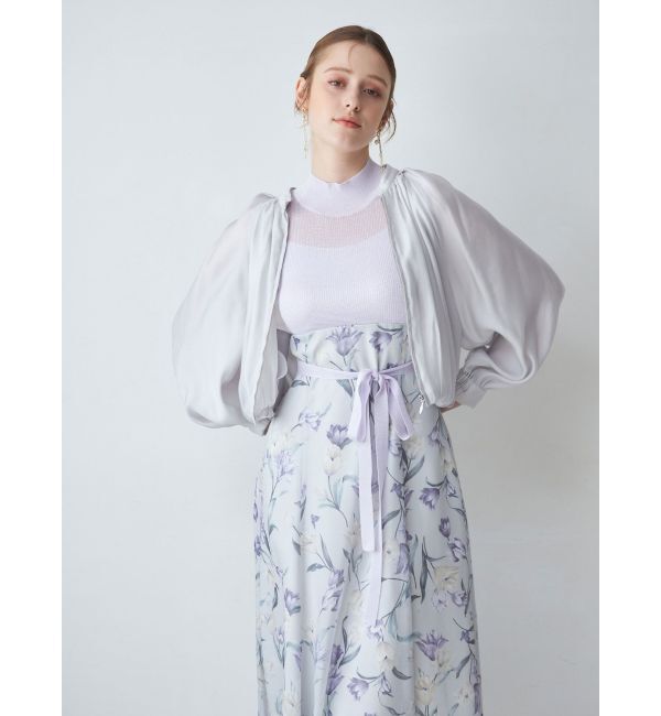 MERCURYDUO「シアーノースリニット花柄ドッキングワンピース」|ワンピース|