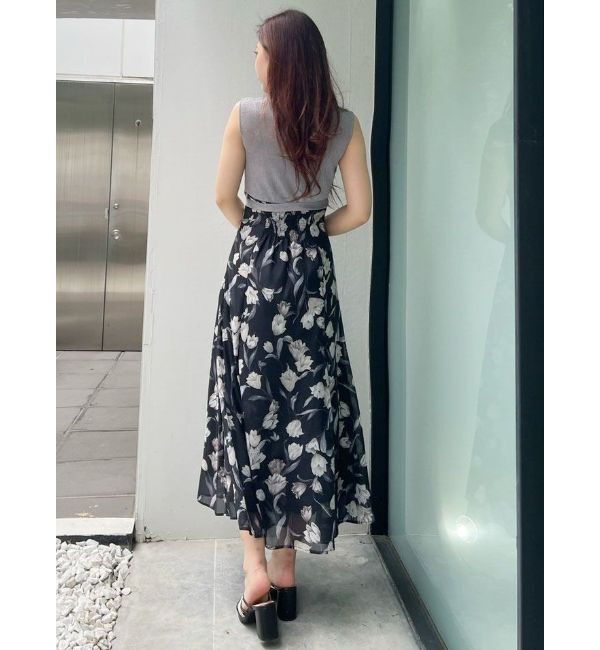 MERCURYDUO「シアーノースリニット花柄ドッキングワンピース」|ワンピース|