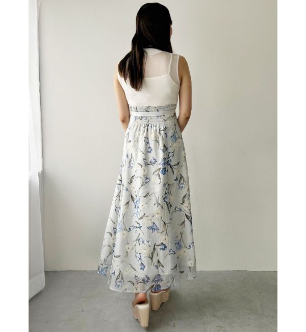 MERCURYDUO「シアーノースリニット花柄ドッキングワンピース」|ワンピース|