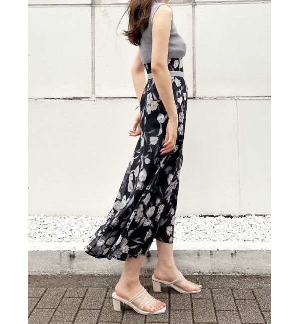 MERCURYDUO「シアーノースリニット花柄ドッキングワンピース」|ワンピース|