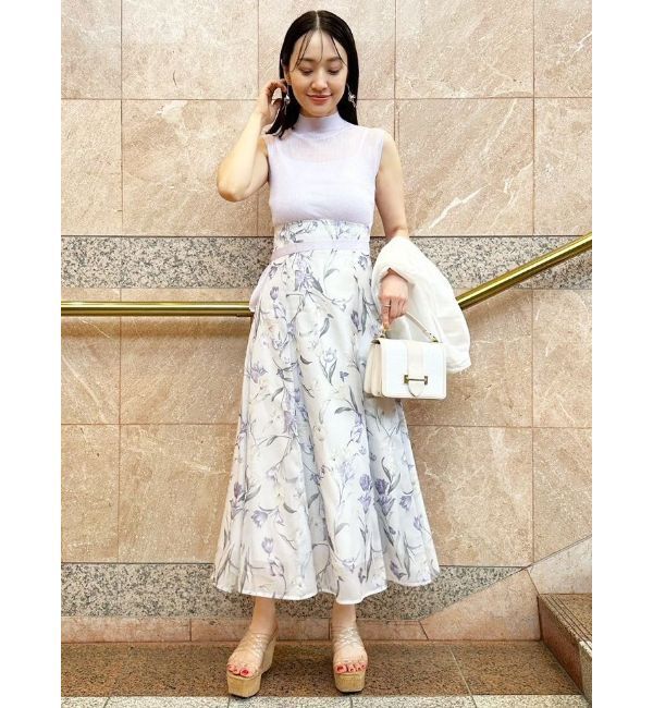 MERCURYDUO「シアーノースリニット花柄ドッキングワンピース」|ワンピース|