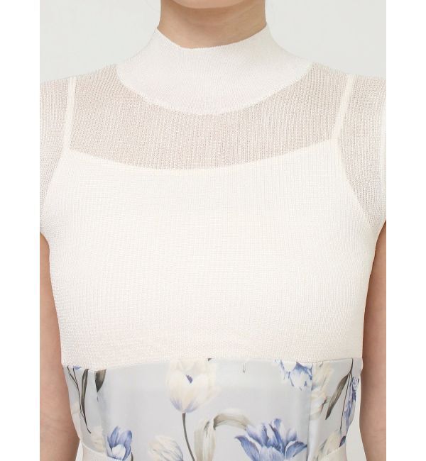 MERCURYDUO「シアーノースリニット花柄ドッキングワンピース」|ワンピース|