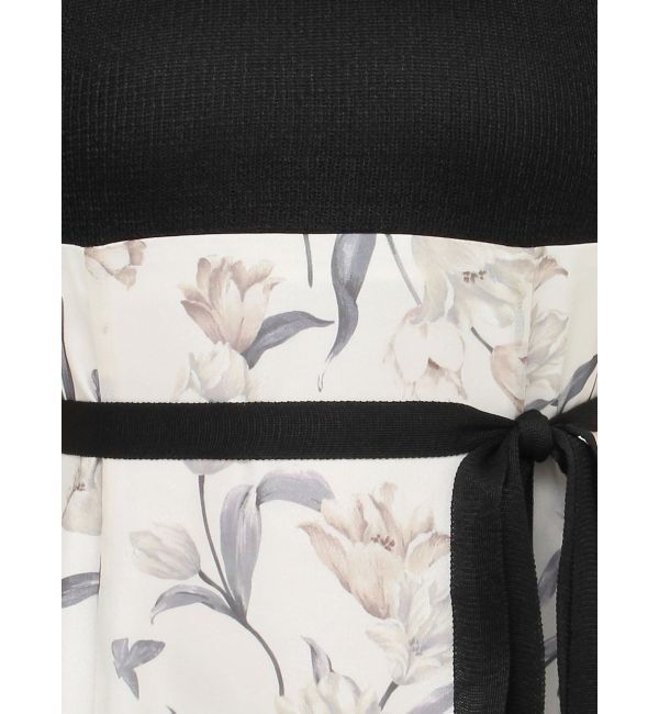 MERCURYDUO「シアーノースリニット花柄ドッキングワンピース」|ワンピース|